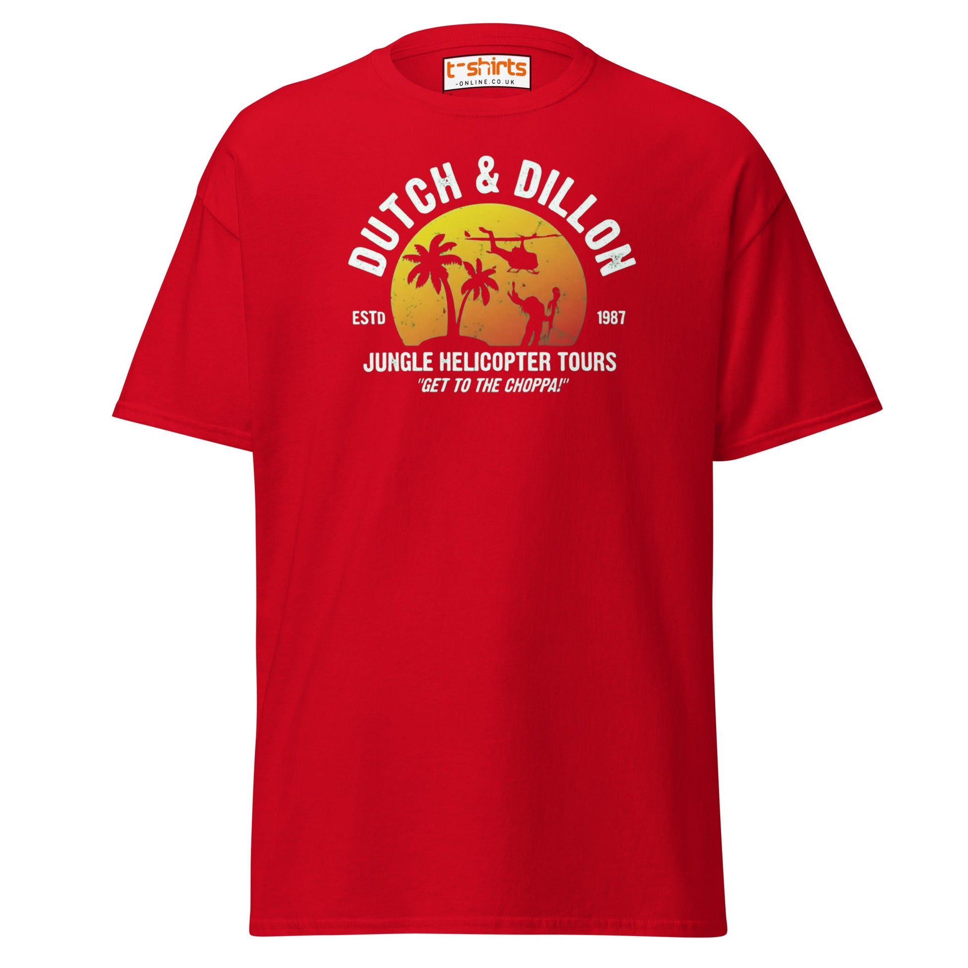 Dutch & Dillon Jungle Tours T-Shirt | Retro Movie Tee - Red - T-Shirts Online