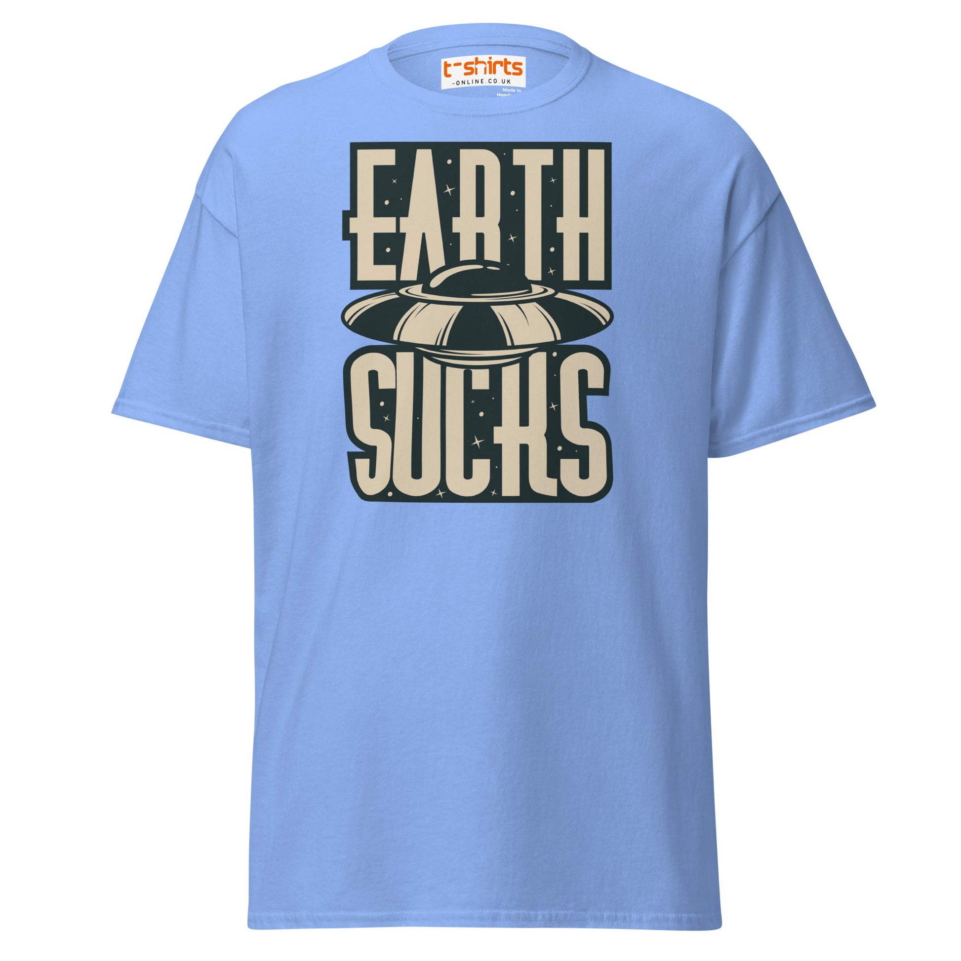 Earth Sucks T-Shirt | Funny UFO Alien Graphic Tee - Carolina Blue - T-Shirts Online