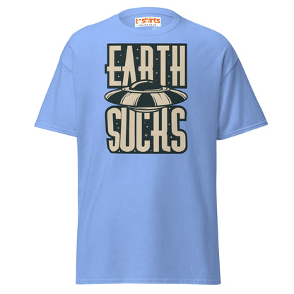 Earth Sucks T-Shirt | Funny UFO Alien Graphic Tee - Carolina Blue - T-Shirts Online