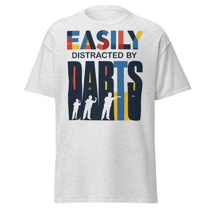 Easily Distracted by Darts T-Shirt - Funny Dart Player Tee - Ash - T-Shirts Online