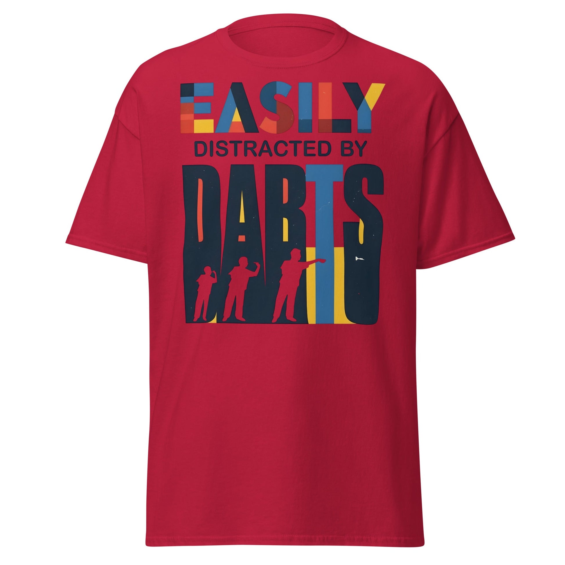 Easily Distracted by Darts T-Shirt - Funny Dart Player Tee - Cardinal - T-Shirts Online