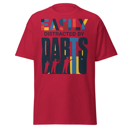 Easily Distracted by Darts T-Shirt - Funny Dart Player Tee - Cardinal - T-Shirts Online