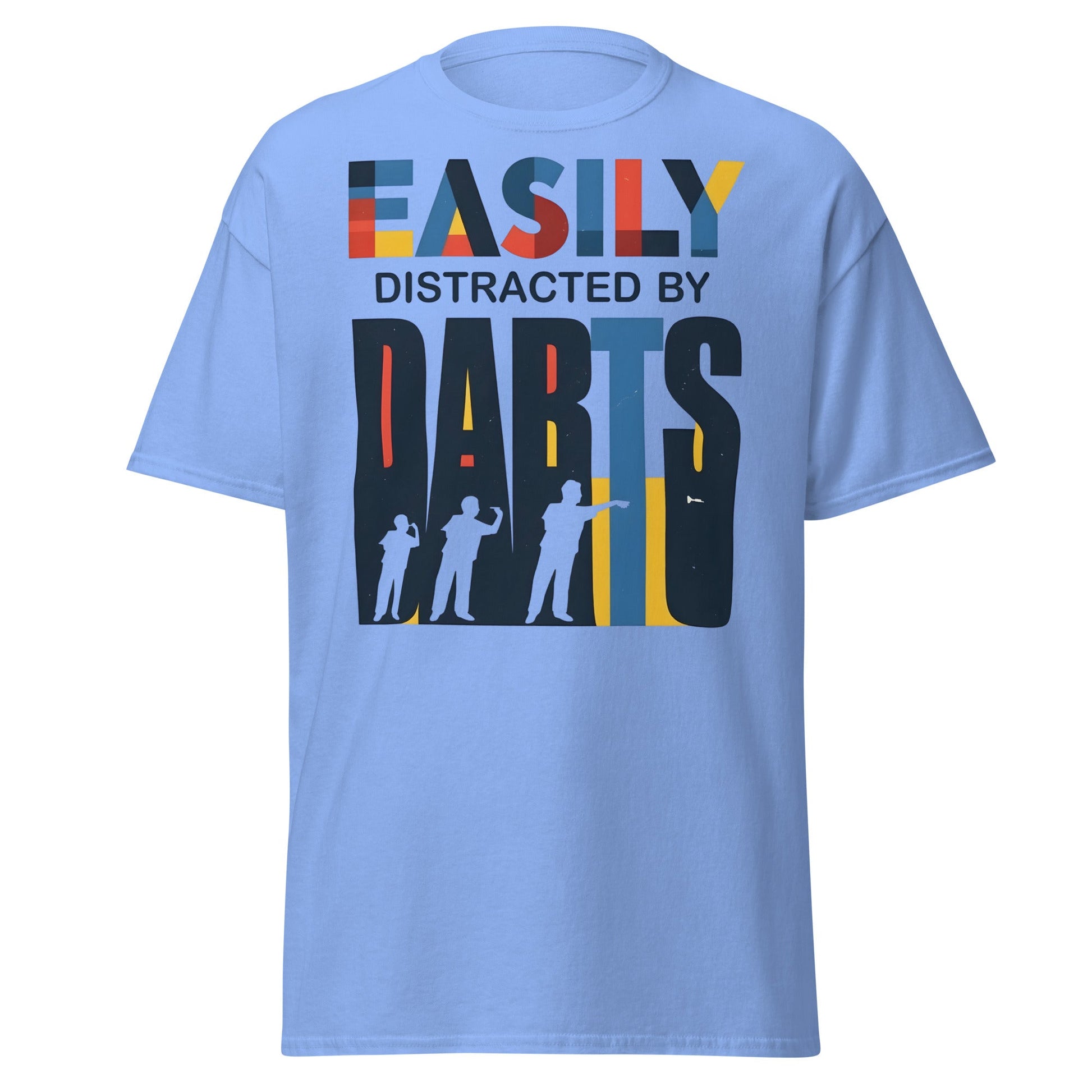 Easily Distracted by Darts T-Shirt - Funny Dart Player Tee - Carolina Blue - T-Shirts Online