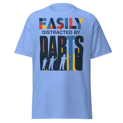 Easily Distracted by Darts T-Shirt - Funny Dart Player Tee - Carolina Blue - T-Shirts Online