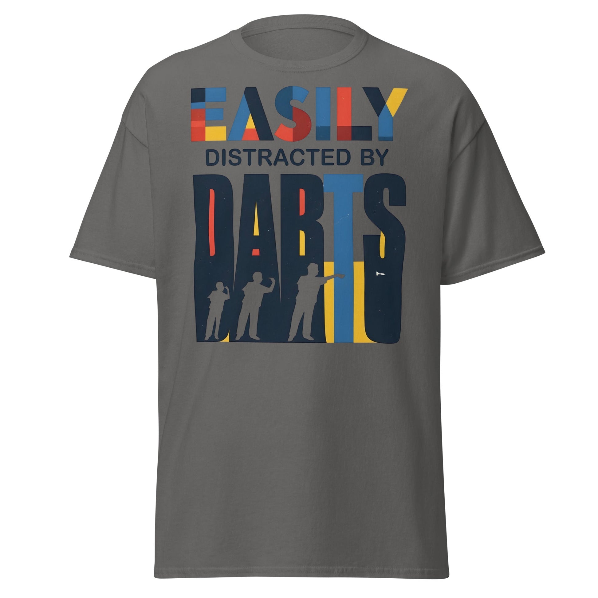 Easily Distracted by Darts T-Shirt - Funny Dart Player Tee - Charcoal - T-Shirts Online