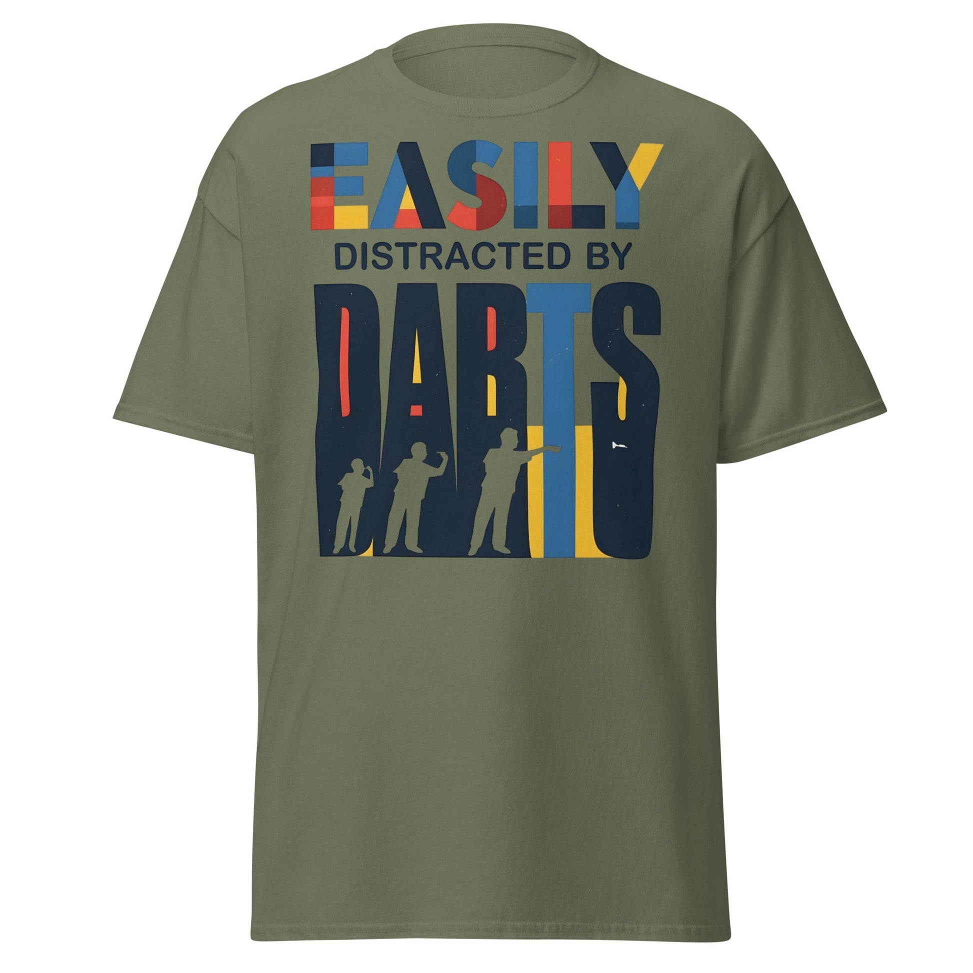 Easily Distracted by Darts T-Shirt - Funny Dart Player Tee - Military Green - T-Shirts Online