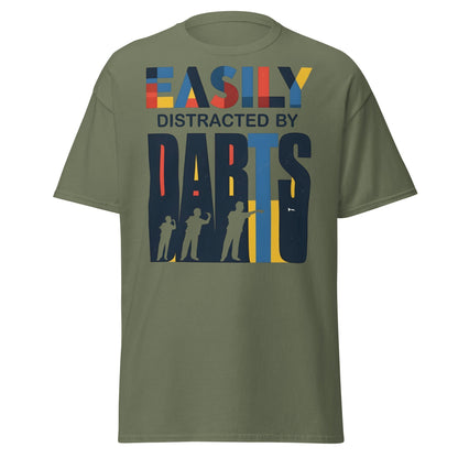Easily Distracted by Darts T-Shirt - Funny Dart Player Tee - Military Green - T-Shirts Online