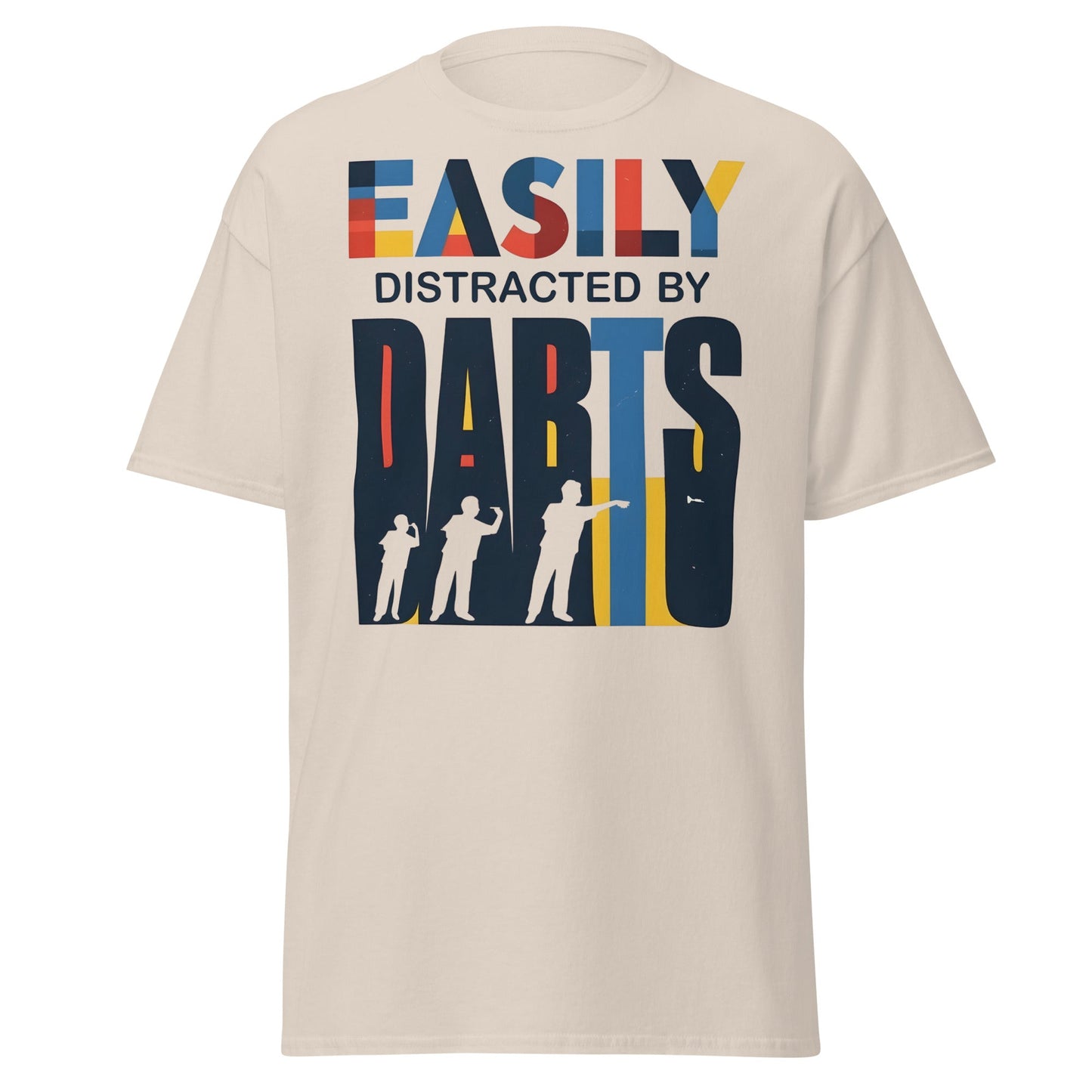 Easily Distracted by Darts T-Shirt - Funny Dart Player Tee - Natural - T-Shirts Online