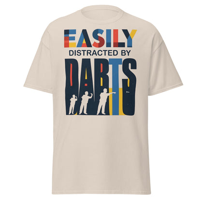Easily Distracted by Darts T-Shirt - Funny Dart Player Tee - Natural - T-Shirts Online
