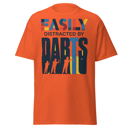 Easily Distracted by Darts T-Shirt - Funny Dart Player Tee - Orange - T-Shirts Online