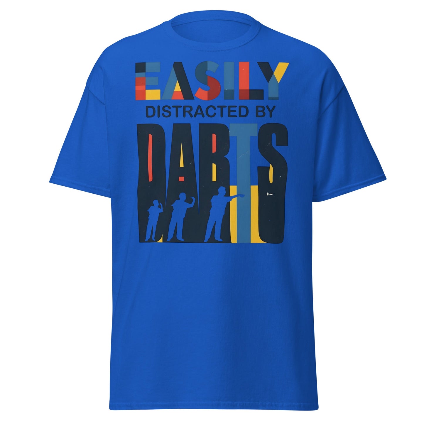 Easily Distracted by Darts T-Shirt - Funny Dart Player Tee - Royal - T-Shirts Online