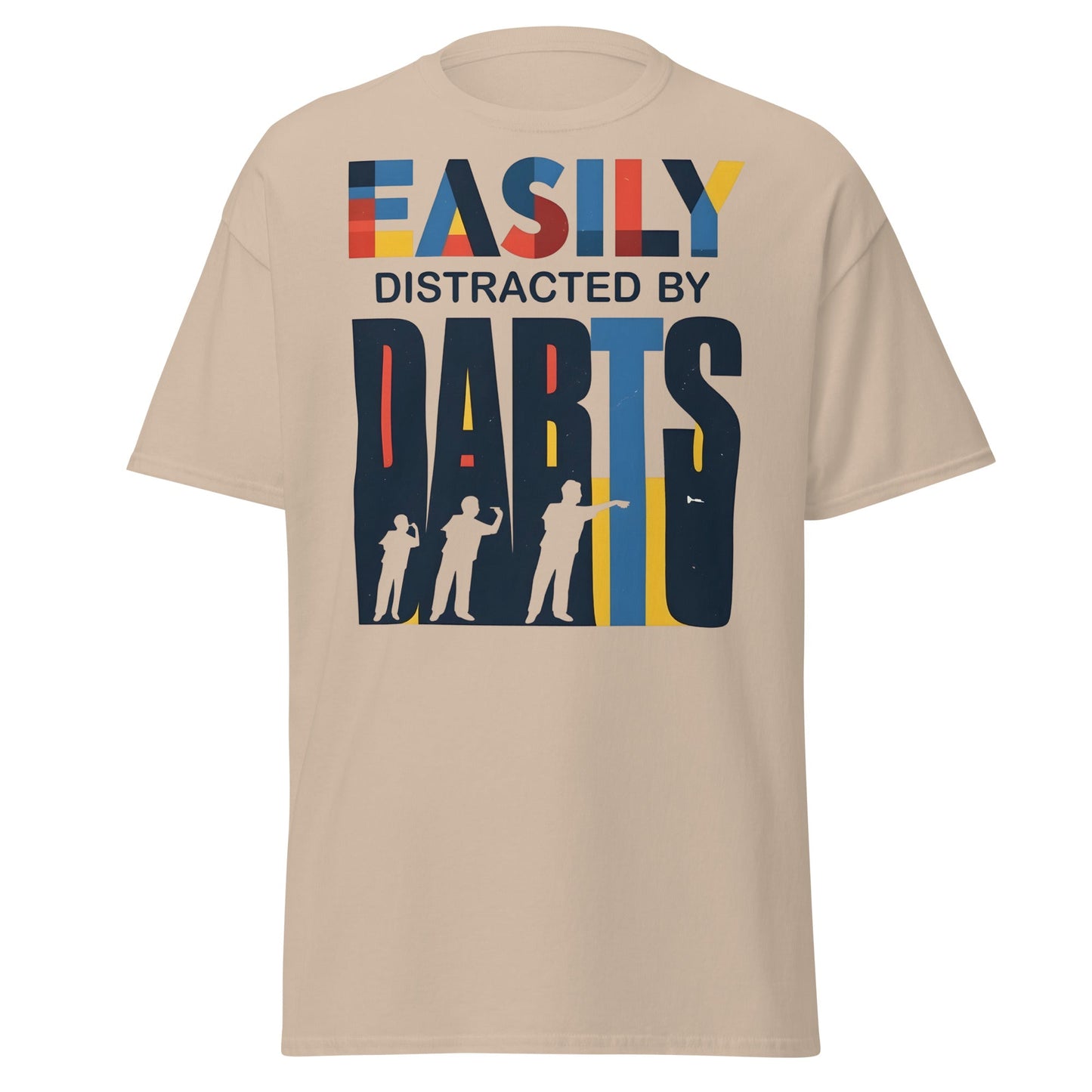 Easily Distracted by Darts T-Shirt - Funny Dart Player Tee - Sand - T-Shirts Online