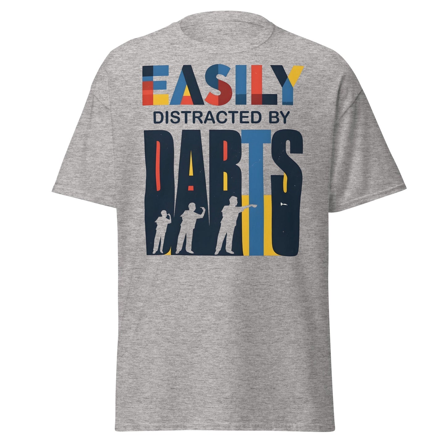 Easily Distracted by Darts T-Shirt - Funny Dart Player Tee - Sport Grey - T-Shirts Online