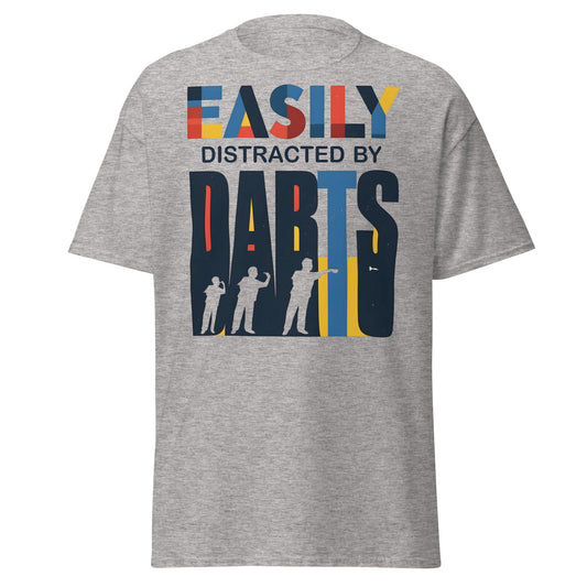 Easily Distracted by Darts T-Shirt - Funny Dart Player Tee - Sport Grey - T-Shirts Online