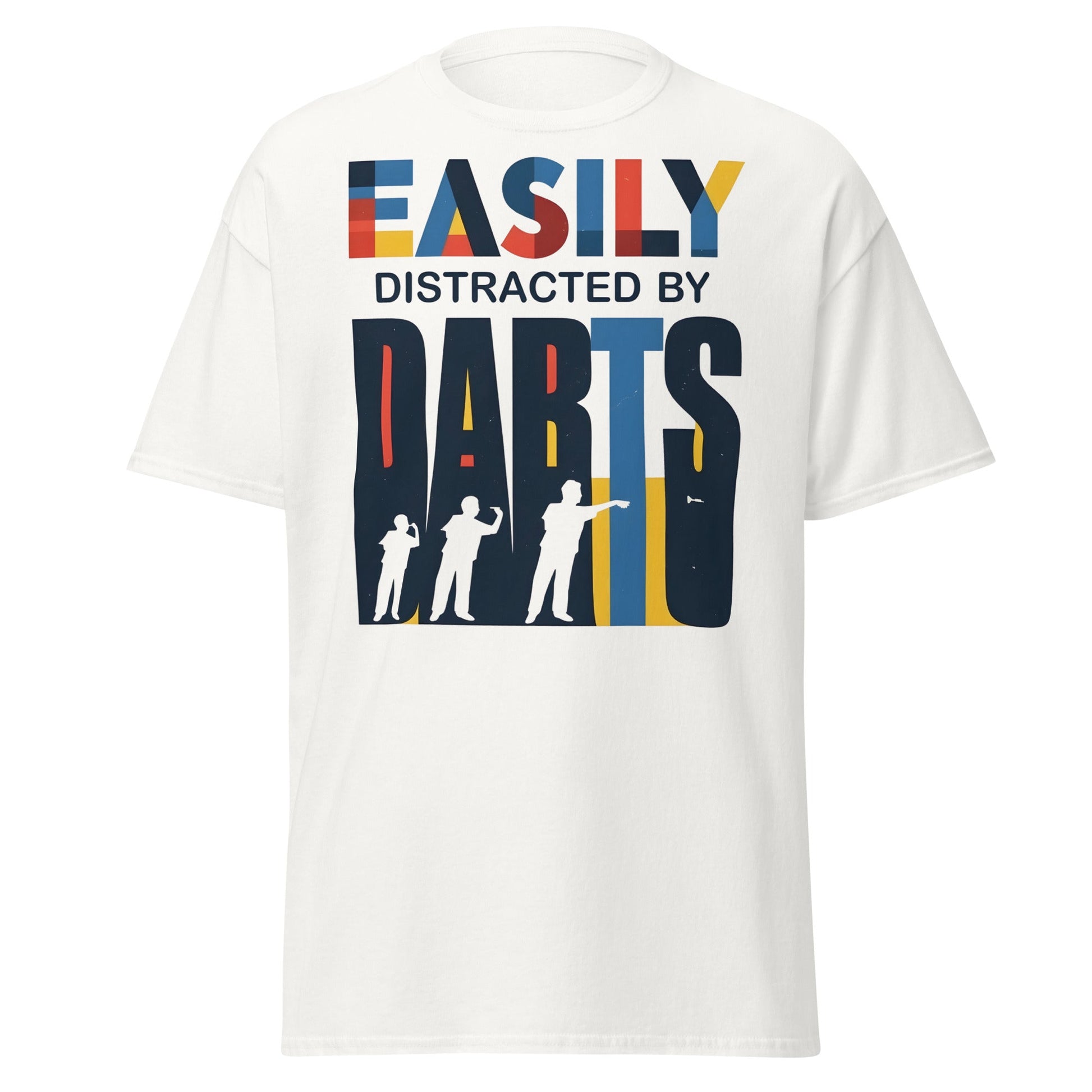 Easily Distracted by Darts T-Shirt - Funny Dart Player Tee - White - T-Shirts Online