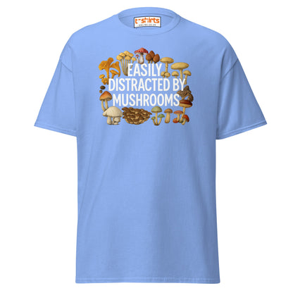 Easily Distracted By Mushrooms T-Shirt - Carolina Blue - T-Shirts Online