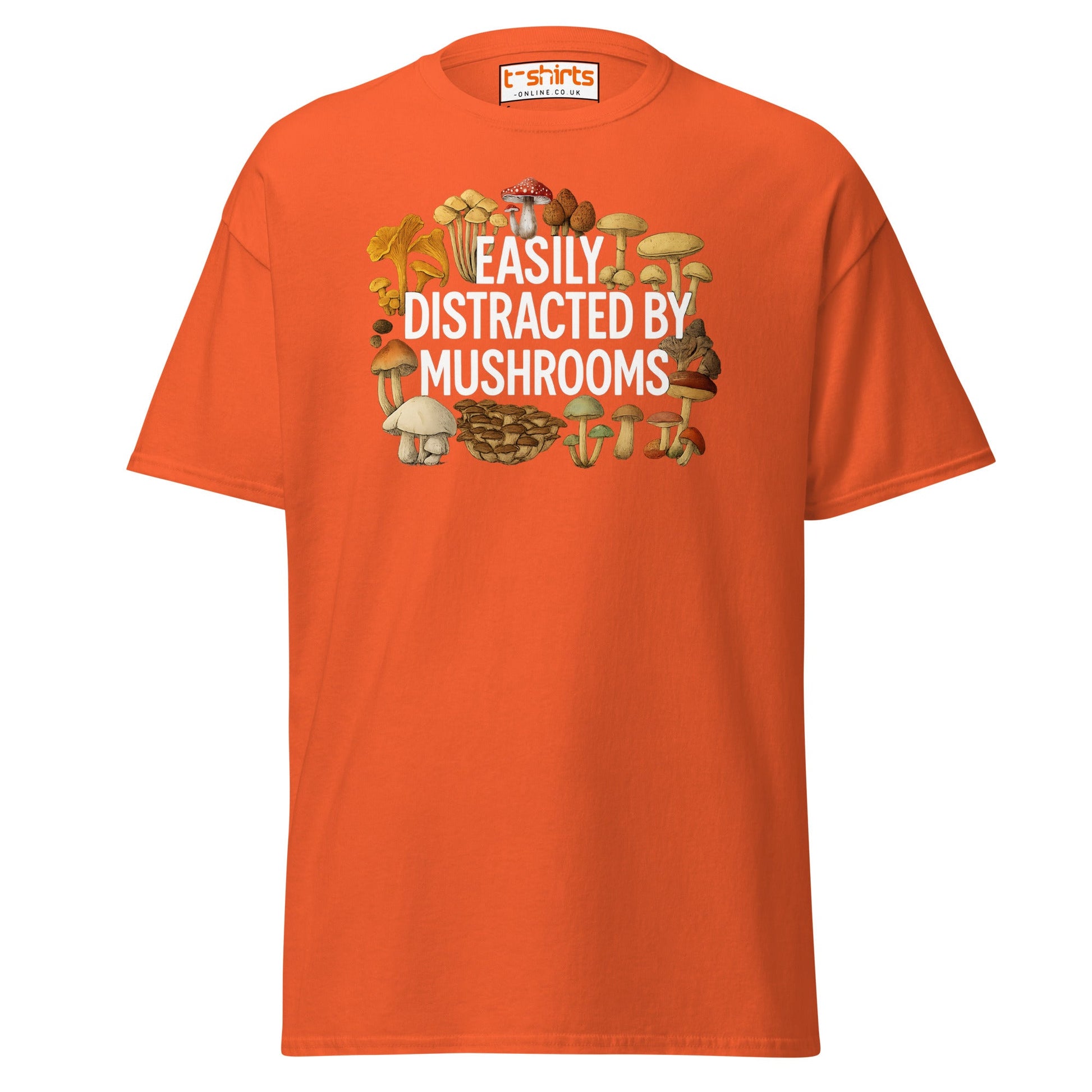 Easily Distracted By Mushrooms T-Shirt - Orange - T-Shirts Online