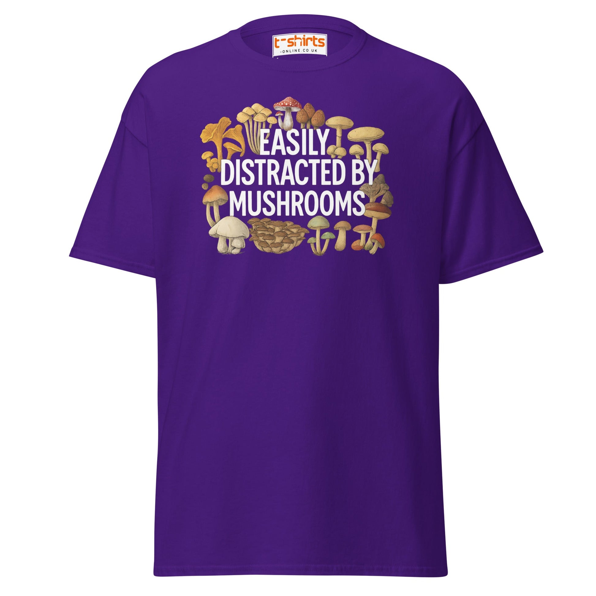 Easily Distracted By Mushrooms T-Shirt - Purple - T-Shirts Online