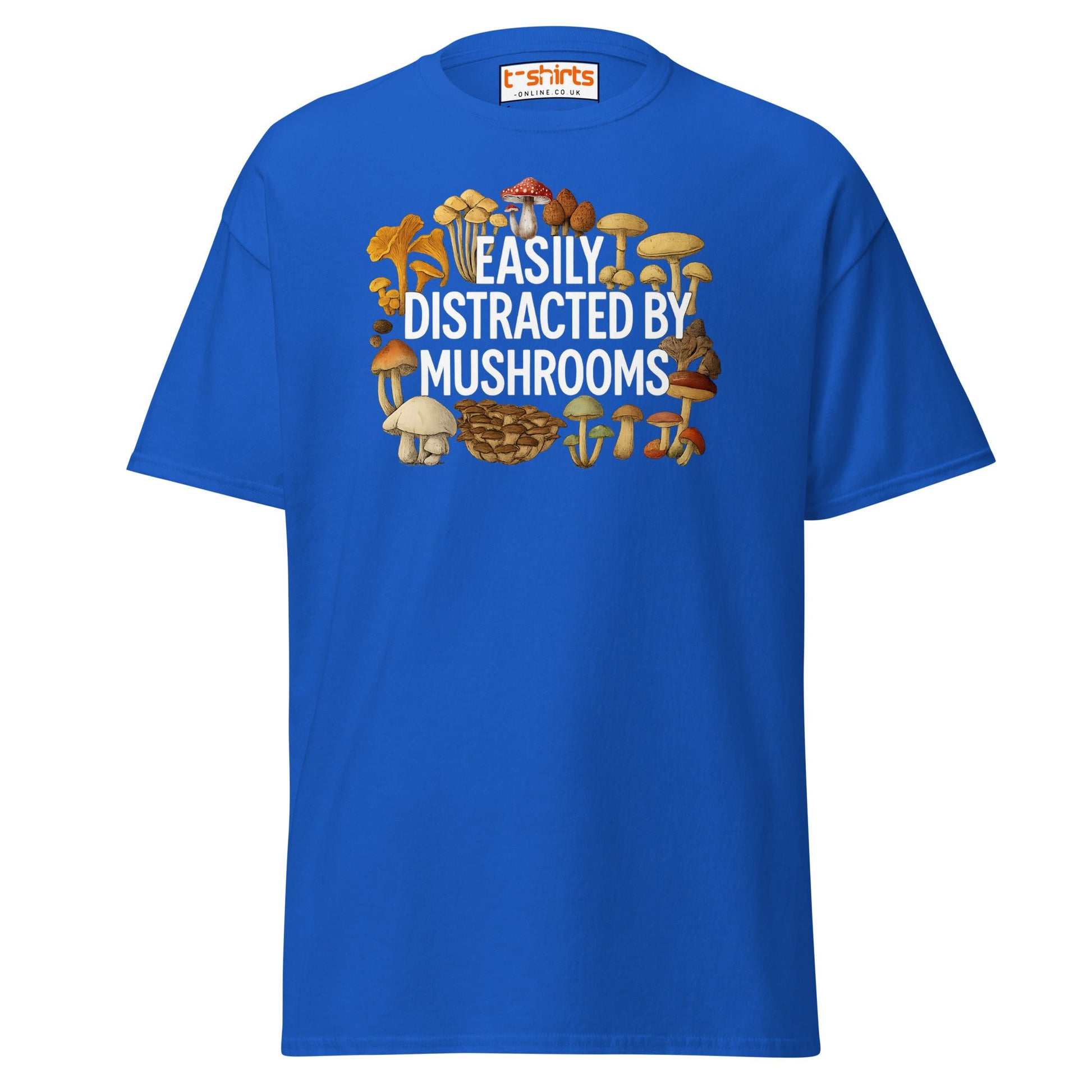 Easily Distracted By Mushrooms T-Shirt - Royal - T-Shirts Online