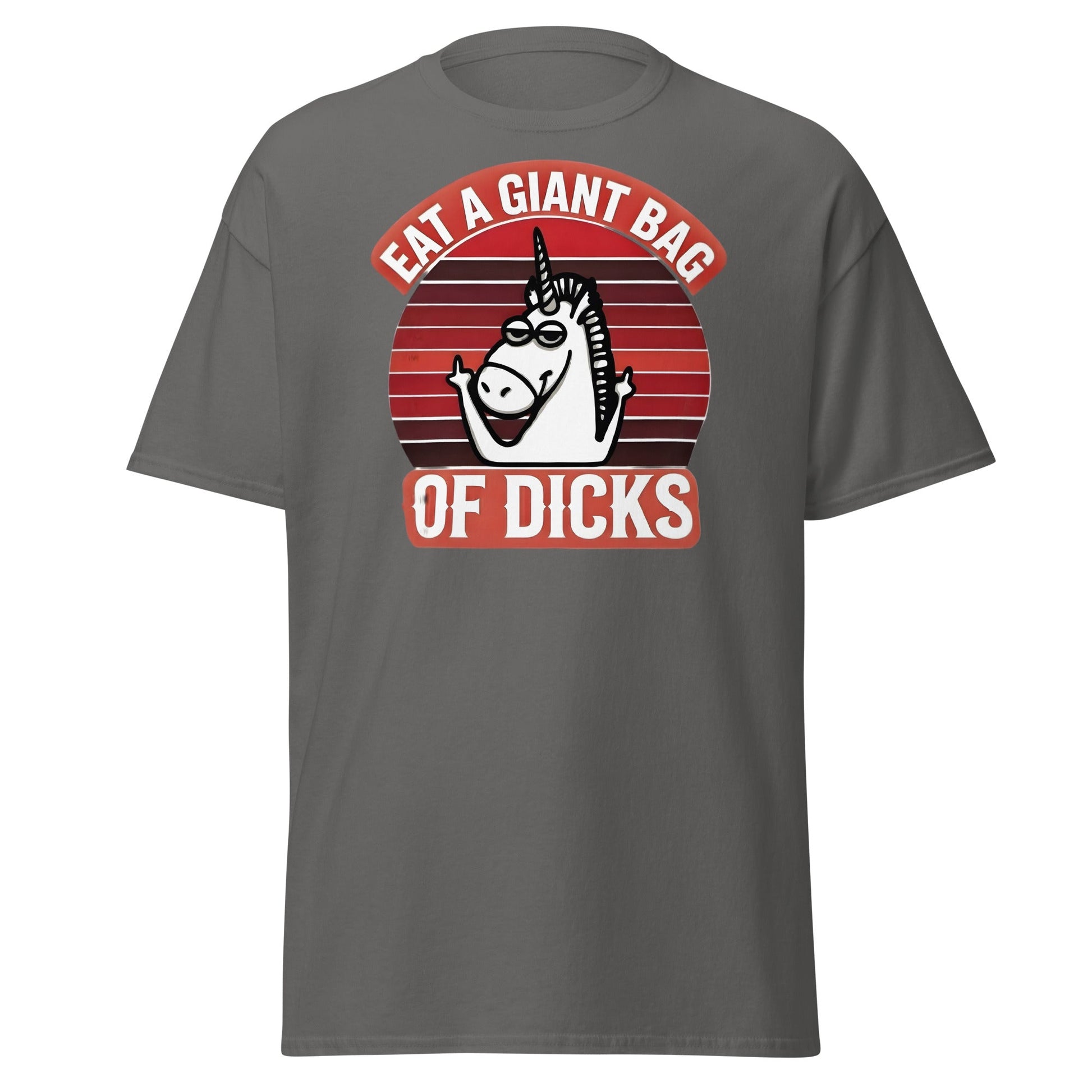 Eat a Giant Bag of Dicks Unicorn T-Shirt - Funny Adult Tee - Charcoal - T-Shirts Online