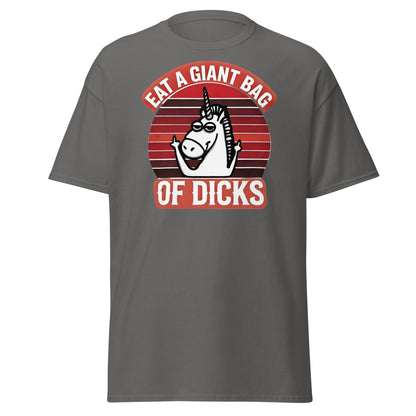 Eat a Giant Bag of Dicks Unicorn T-Shirt - Funny Adult Tee - Charcoal - T-Shirts Online
