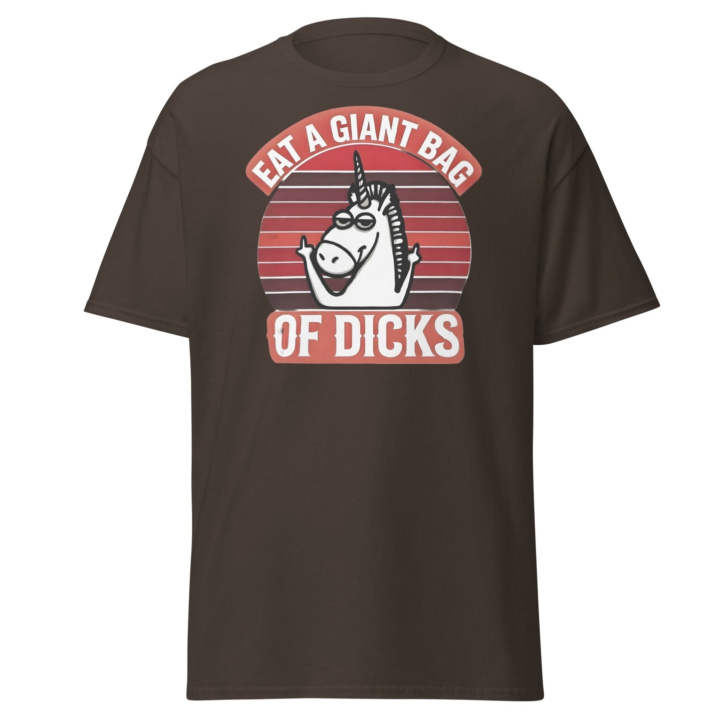 Eat a Giant Bag of Dicks Unicorn T-Shirt - Funny Adult Tee - Dark Chocolate - T-Shirts Online