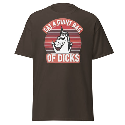 Eat a Giant Bag of Dicks Unicorn T-Shirt - Funny Adult Tee - Dark Chocolate - T-Shirts Online