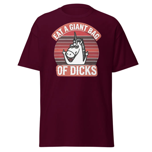 Eat a Giant Bag of Dicks Unicorn T-Shirt - Funny Adult Tee - Maroon - T-Shirts Online