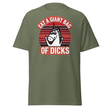 Eat a Giant Bag of Dicks Unicorn T-Shirt - Funny Adult Tee - Military Green - T-Shirts Online