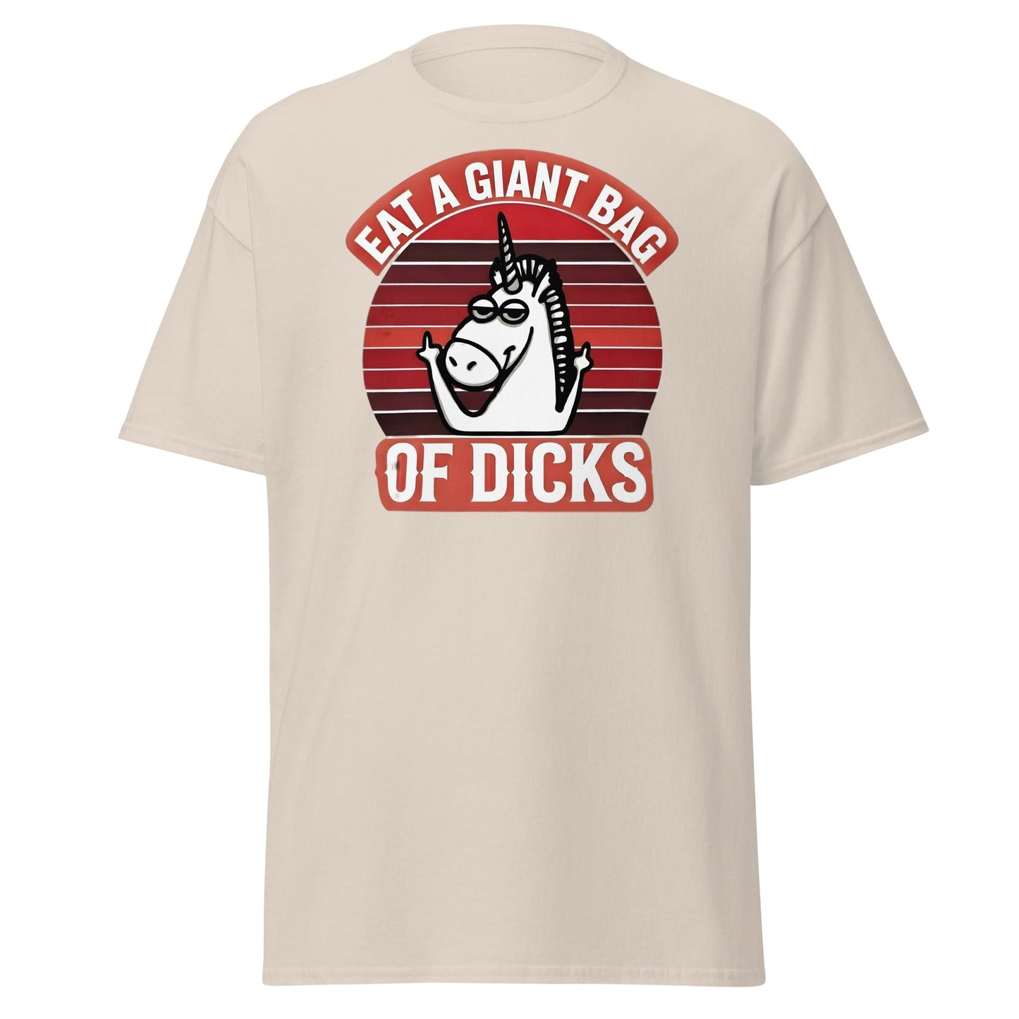 Eat a Giant Bag of Dicks Unicorn T-Shirt - Funny Adult Tee - Natural - T-Shirts Online