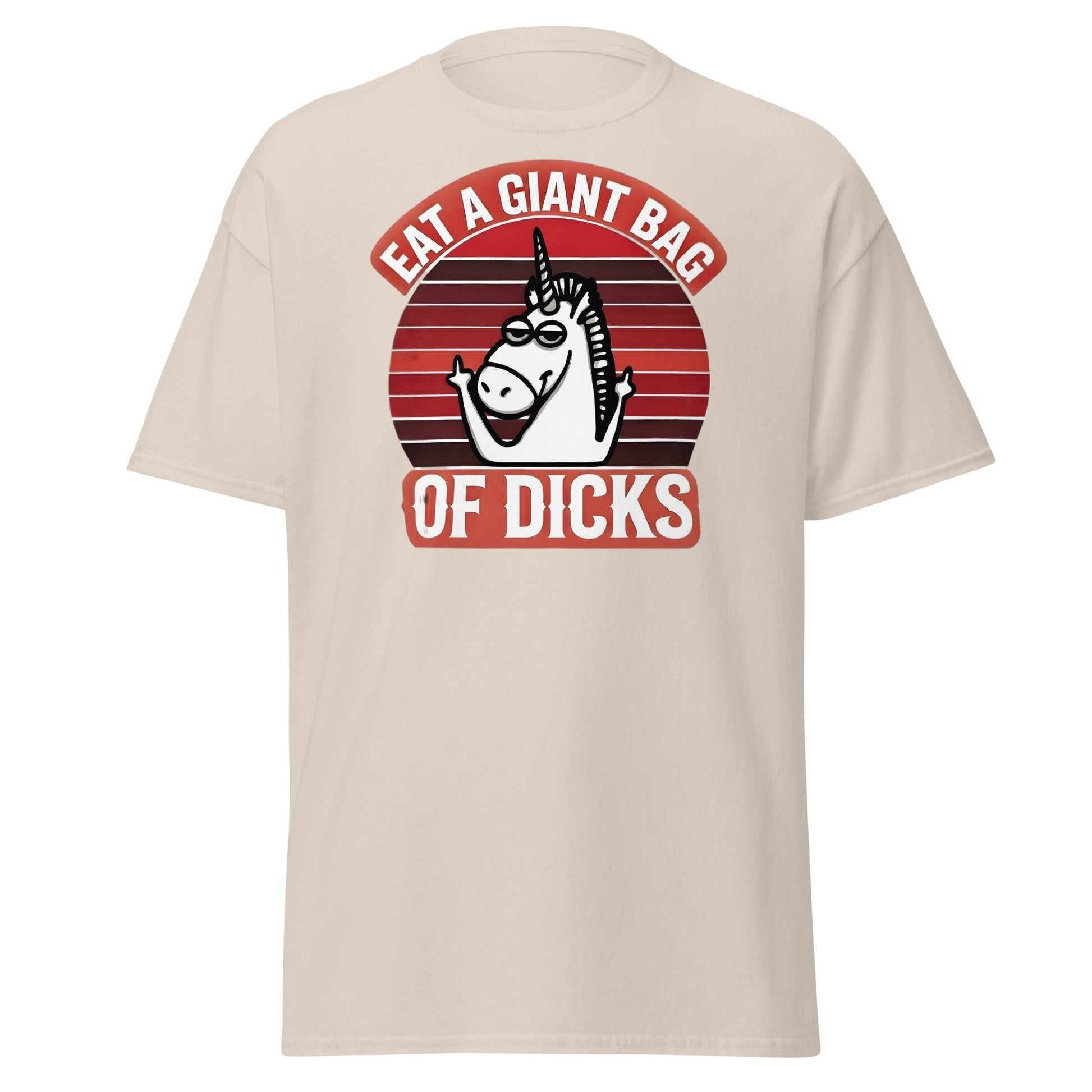 Eat a Giant Bag of Dicks Unicorn T-Shirt - Funny Adult Tee - Natural - T-Shirts Online