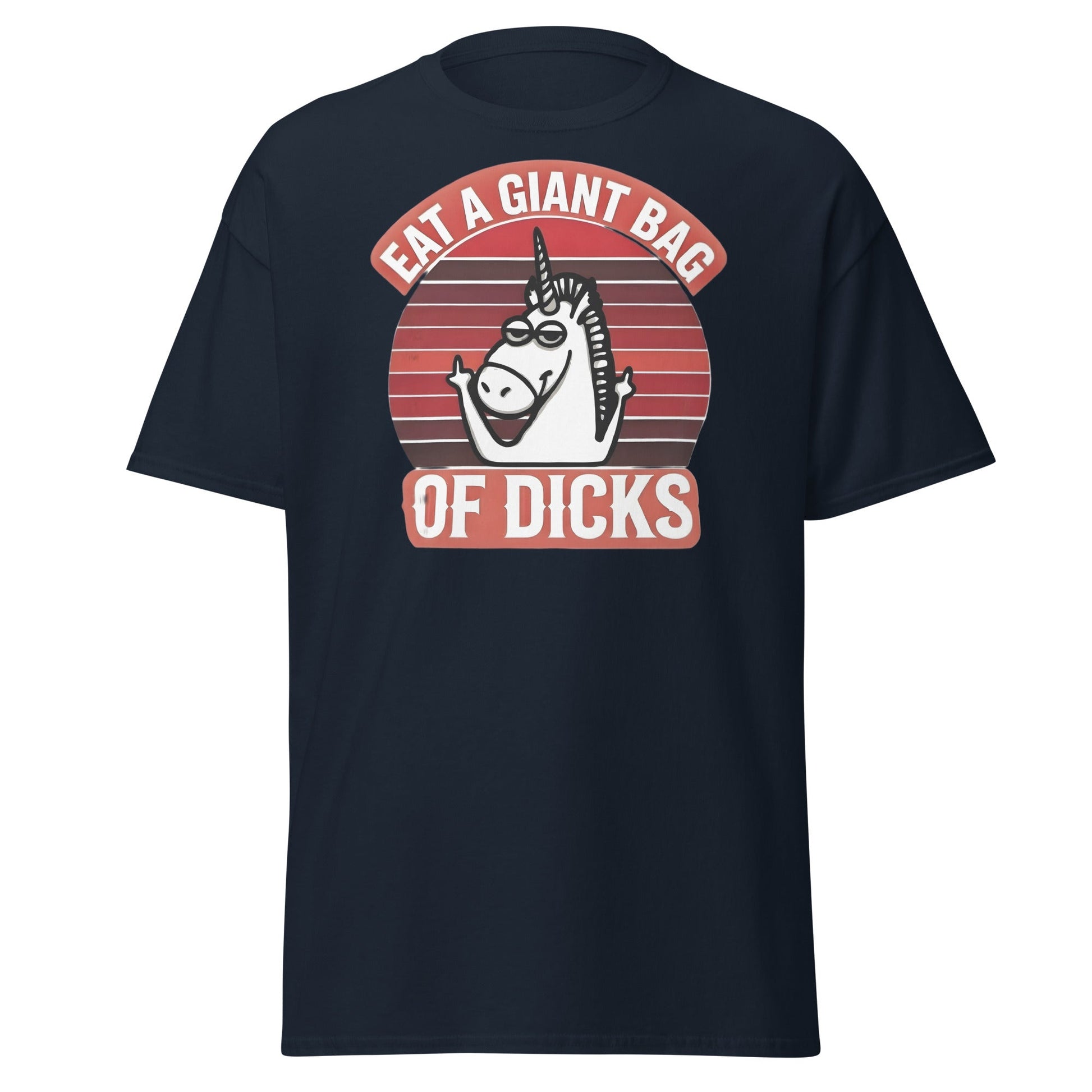Eat a Giant Bag of Dicks Unicorn T-Shirt - Funny Adult Tee - Navy - T-Shirts Online
