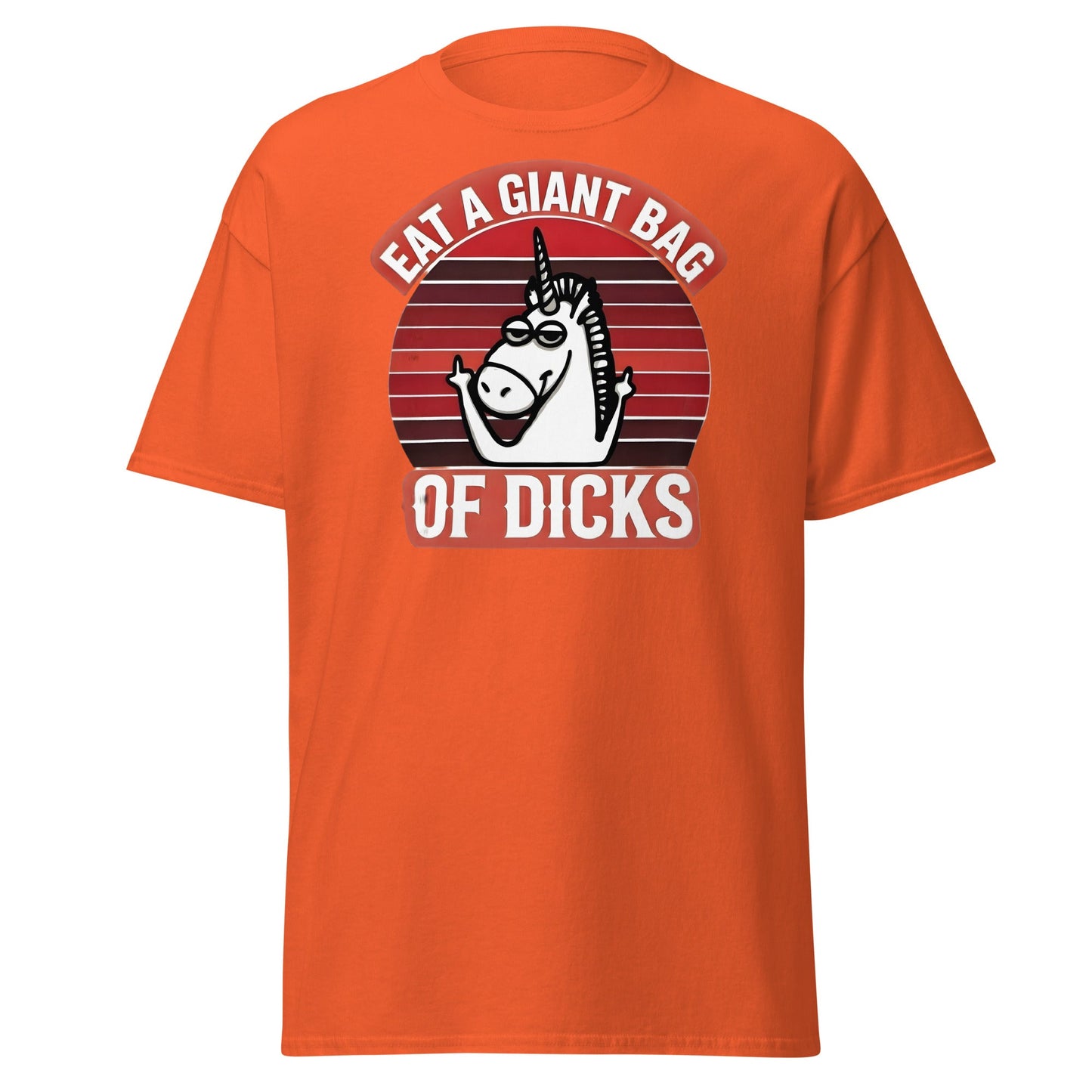 Eat a Giant Bag of Dicks Unicorn T-Shirt - Funny Adult Tee - Orange - T-Shirts Online