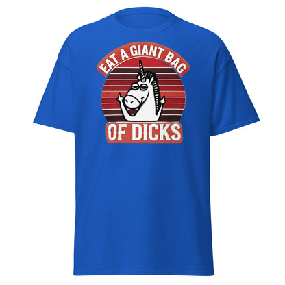 Eat a Giant Bag of Dicks Unicorn T-Shirt - Funny Adult Tee - Royal - T-Shirts Online