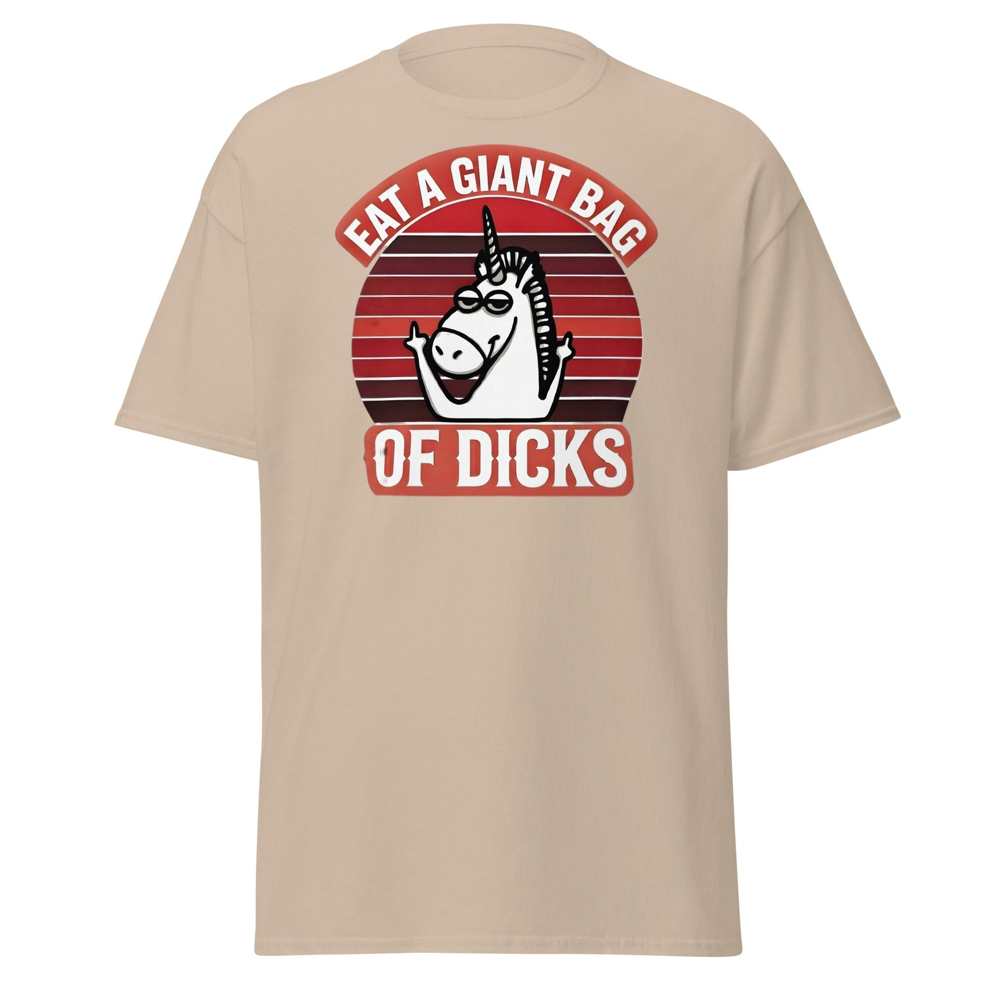 Eat a Giant Bag of Dicks Unicorn T-Shirt - Funny Adult Tee - Sand - T-Shirts Online