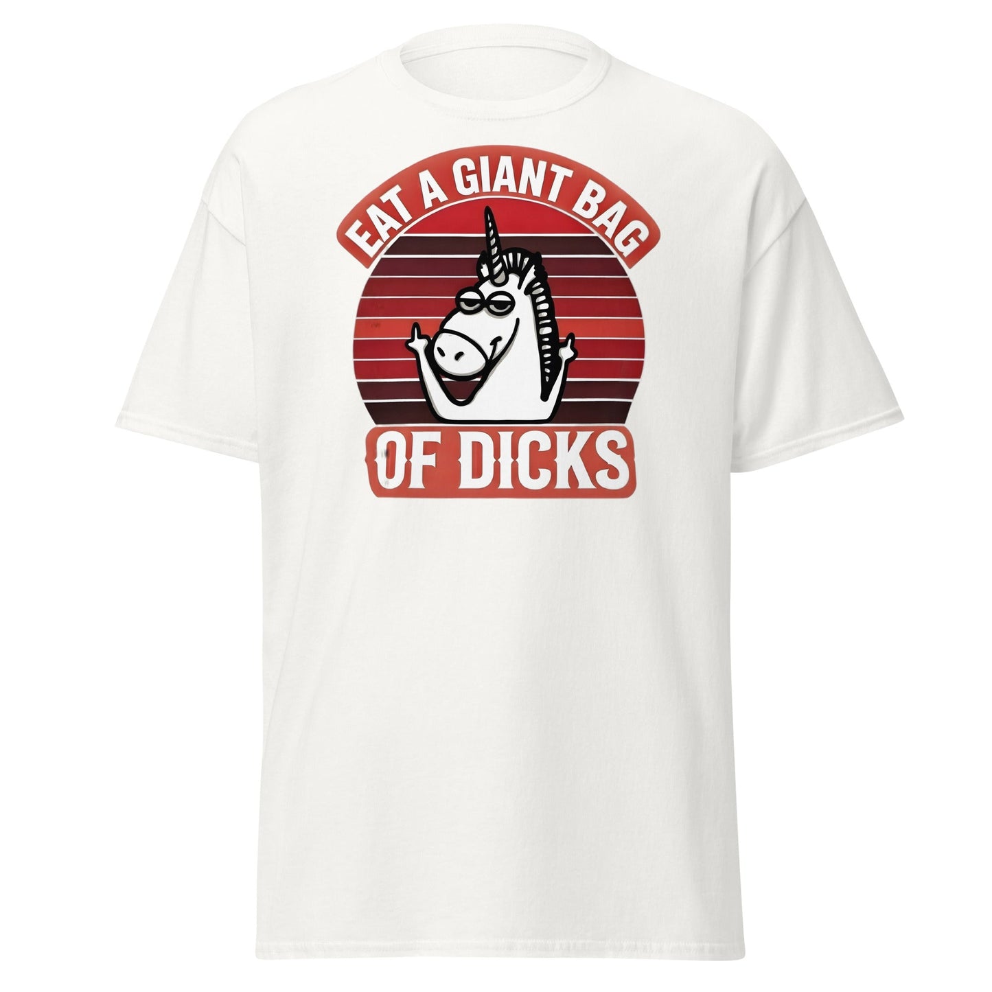 Eat a Giant Bag of Dicks Unicorn T-Shirt - Funny Adult Tee - White - T-Shirts Online