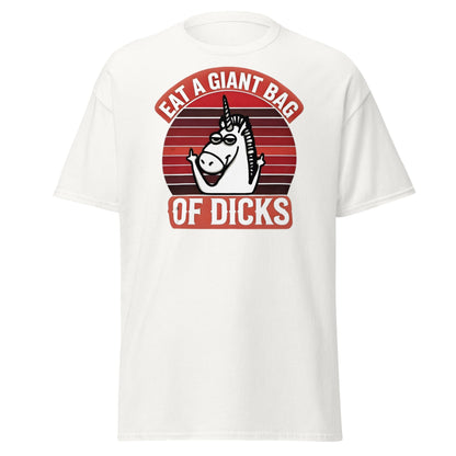Eat a Giant Bag of Dicks Unicorn T-Shirt - Funny Adult Tee - White - T-Shirts Online