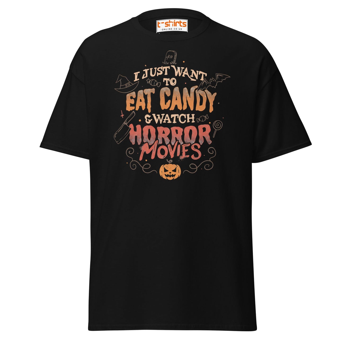 Eat Candy & Watch Horror Movies T-Shirt - Black - T-Shirts Online