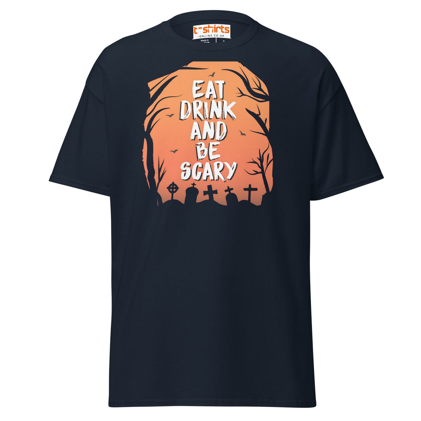 Eat Drink and Be Scary T-Shirt | Halloween Tee - Navy - T-Shirts Online