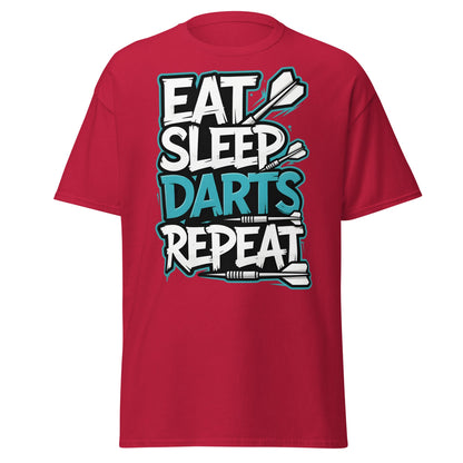 Eat Sleep Darts Repeat T-Shirt | Funny Dart Player Gift - Cardinal - T-Shirts Online