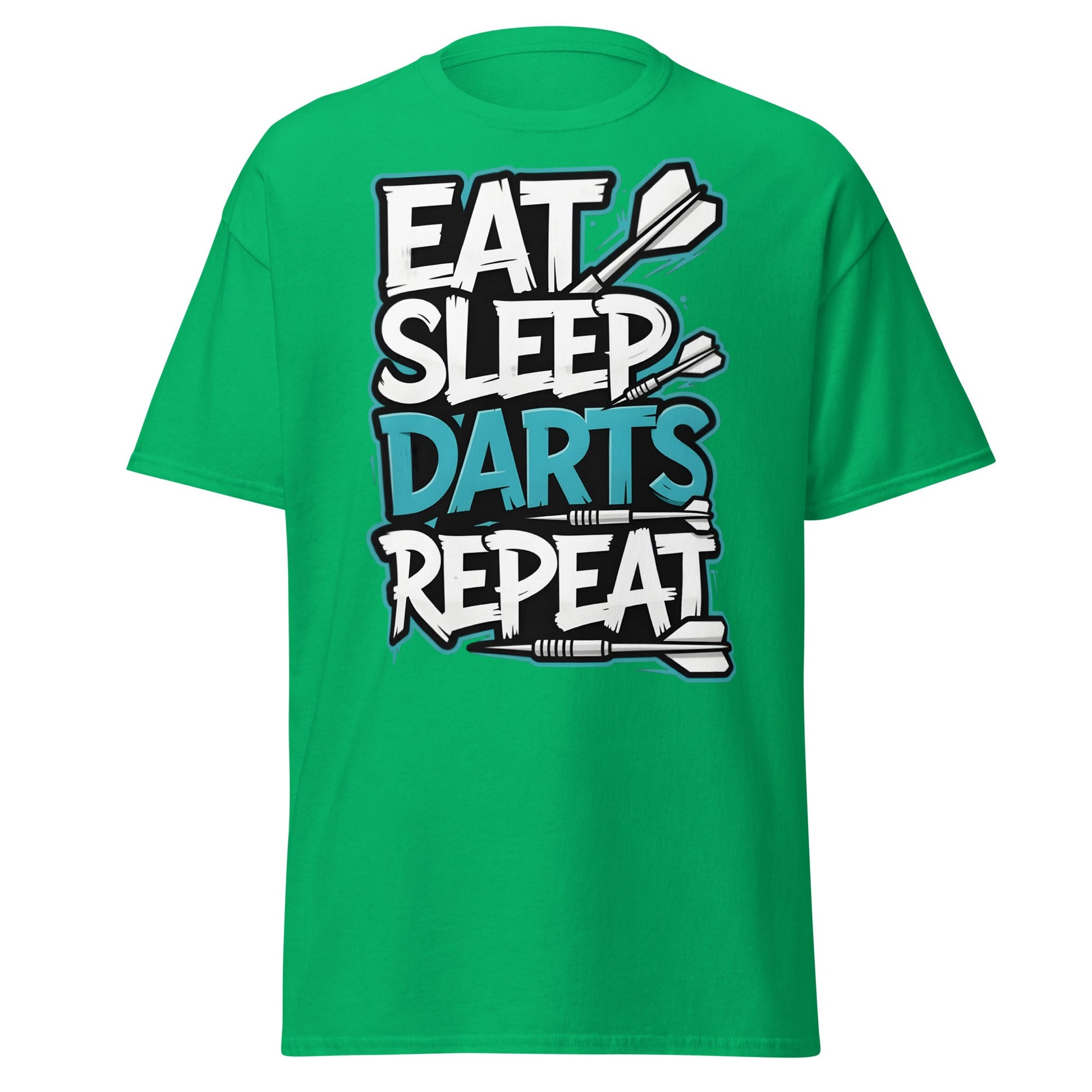 Eat Sleep Darts Repeat T-Shirt | Funny Dart Player Gift - Irish Green - T-Shirts Online