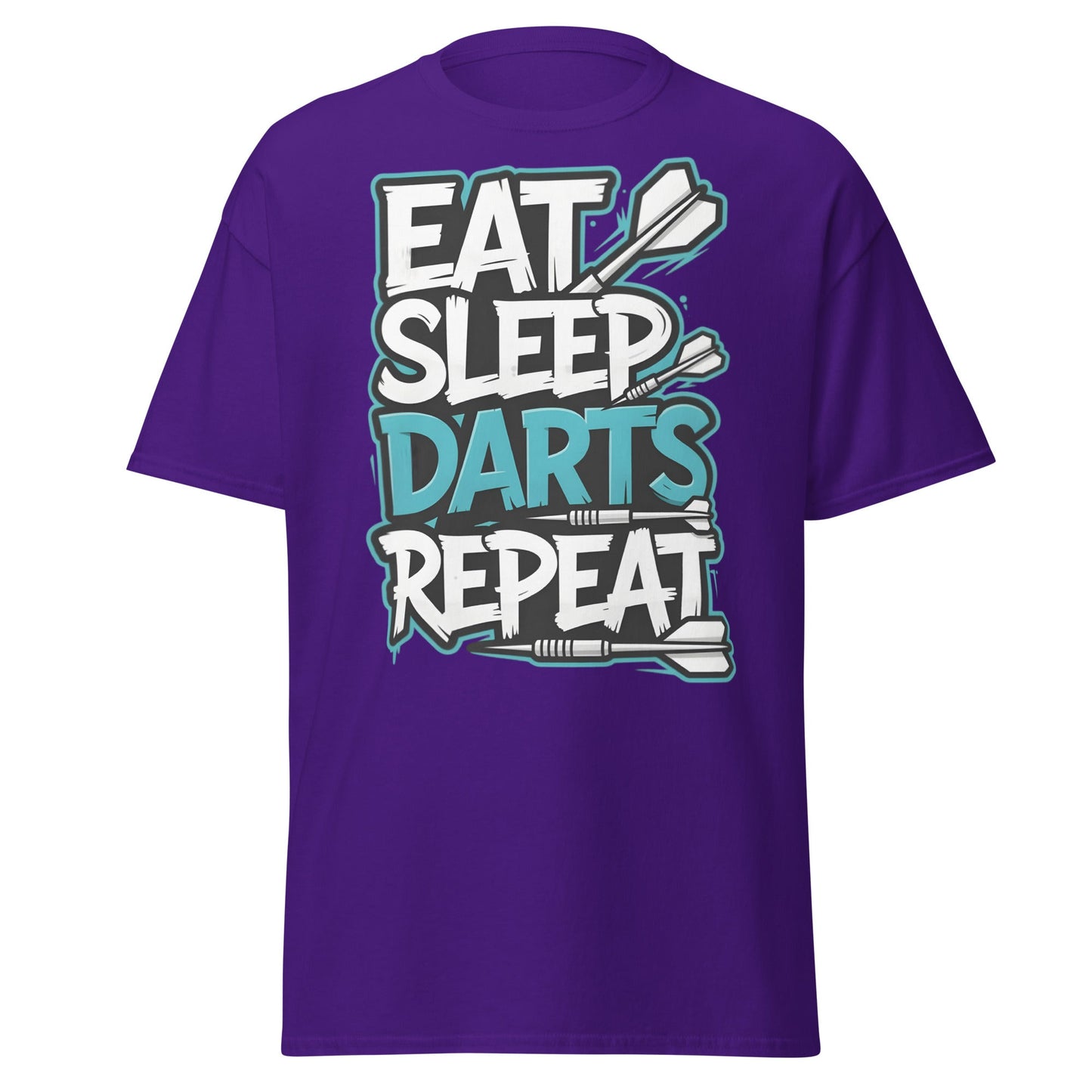 Eat Sleep Darts Repeat T-Shirt | Funny Dart Player Gift - Purple - T-Shirts Online