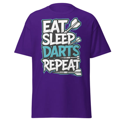 Eat Sleep Darts Repeat T-Shirt | Funny Dart Player Gift - Purple - T-Shirts Online