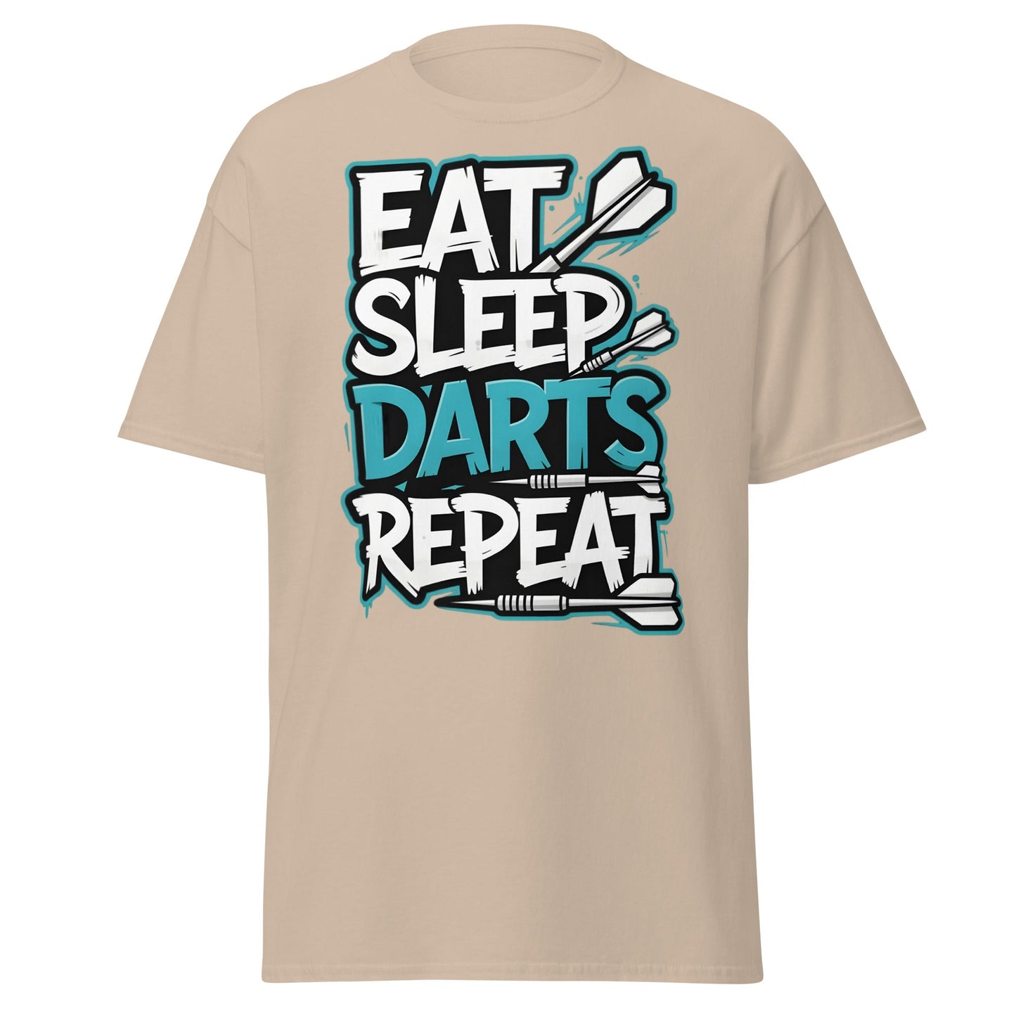 Eat Sleep Darts Repeat T-Shirt | Funny Dart Player Gift - Sand - T-Shirts Online
