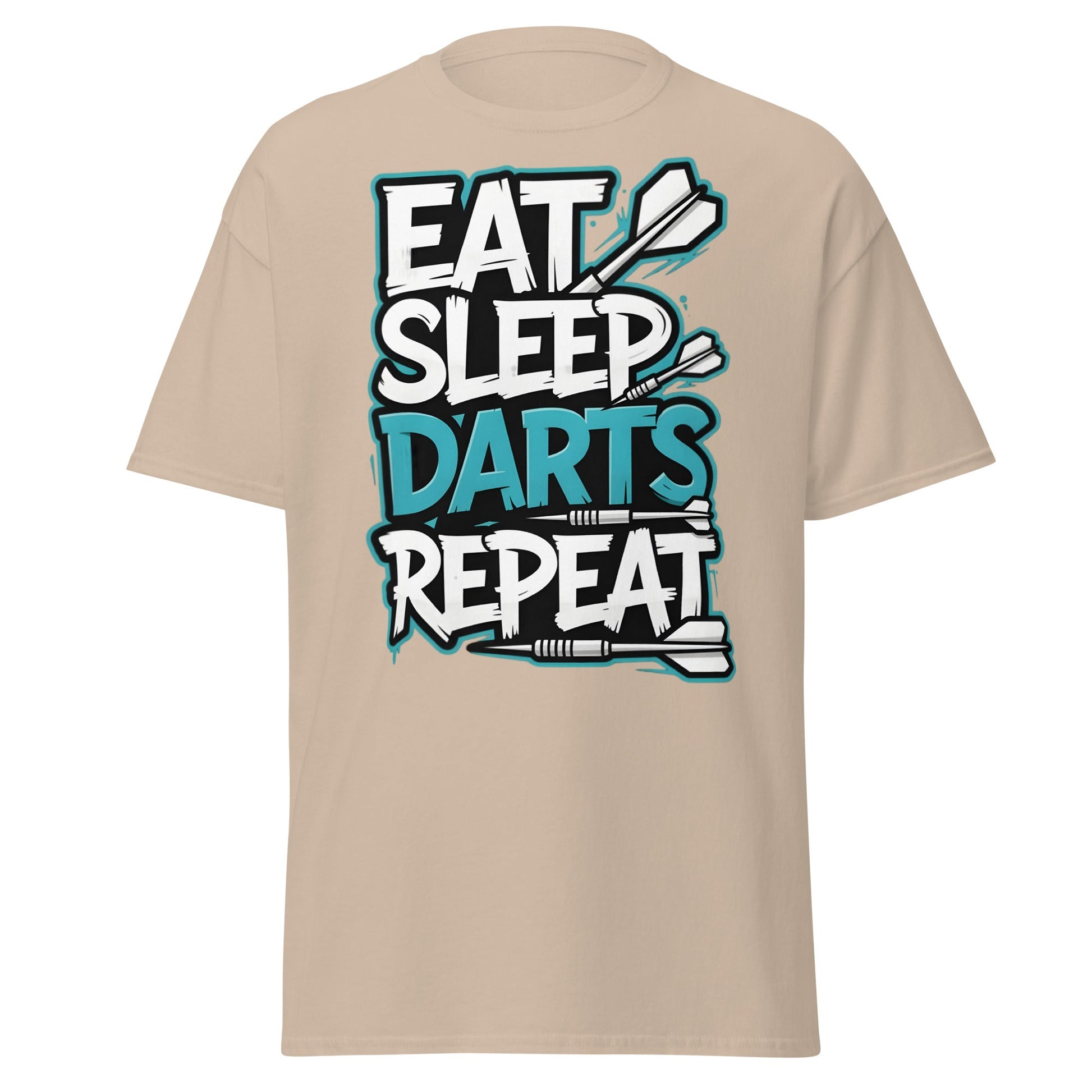Eat Sleep Darts Repeat T-Shirt | Funny Dart Player Gift - Sand - T-Shirts Online