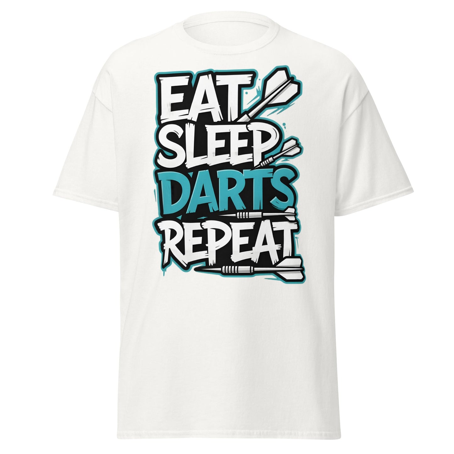 Eat Sleep Darts Repeat T-Shirt | Funny Dart Player Gift - White - T-Shirts Online