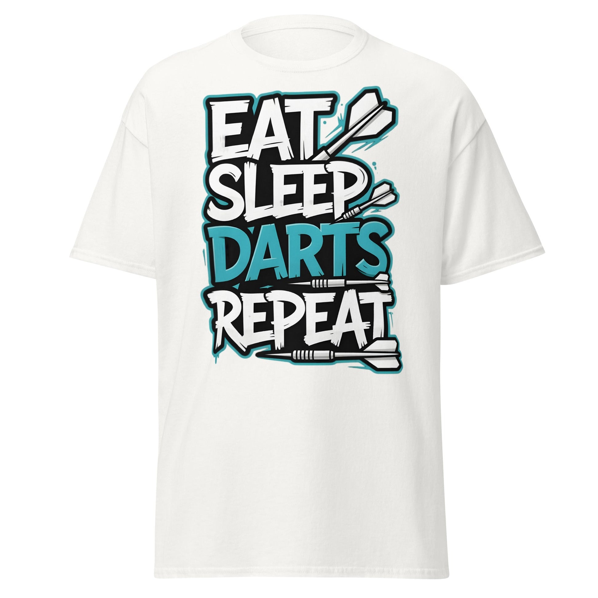 Eat Sleep Darts Repeat T-Shirt | Funny Dart Player Gift - White - T-Shirts Online