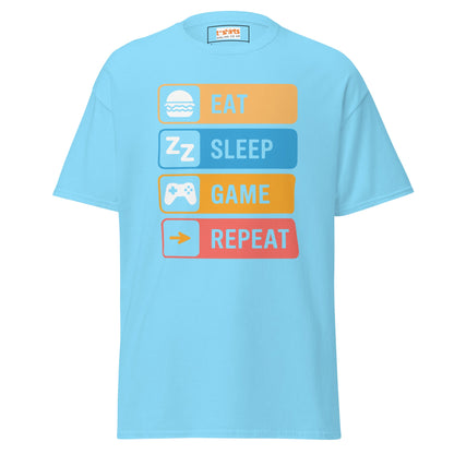 Eat Sleep Game | Gaming T-Shirt - Sky - T-Shirts Online