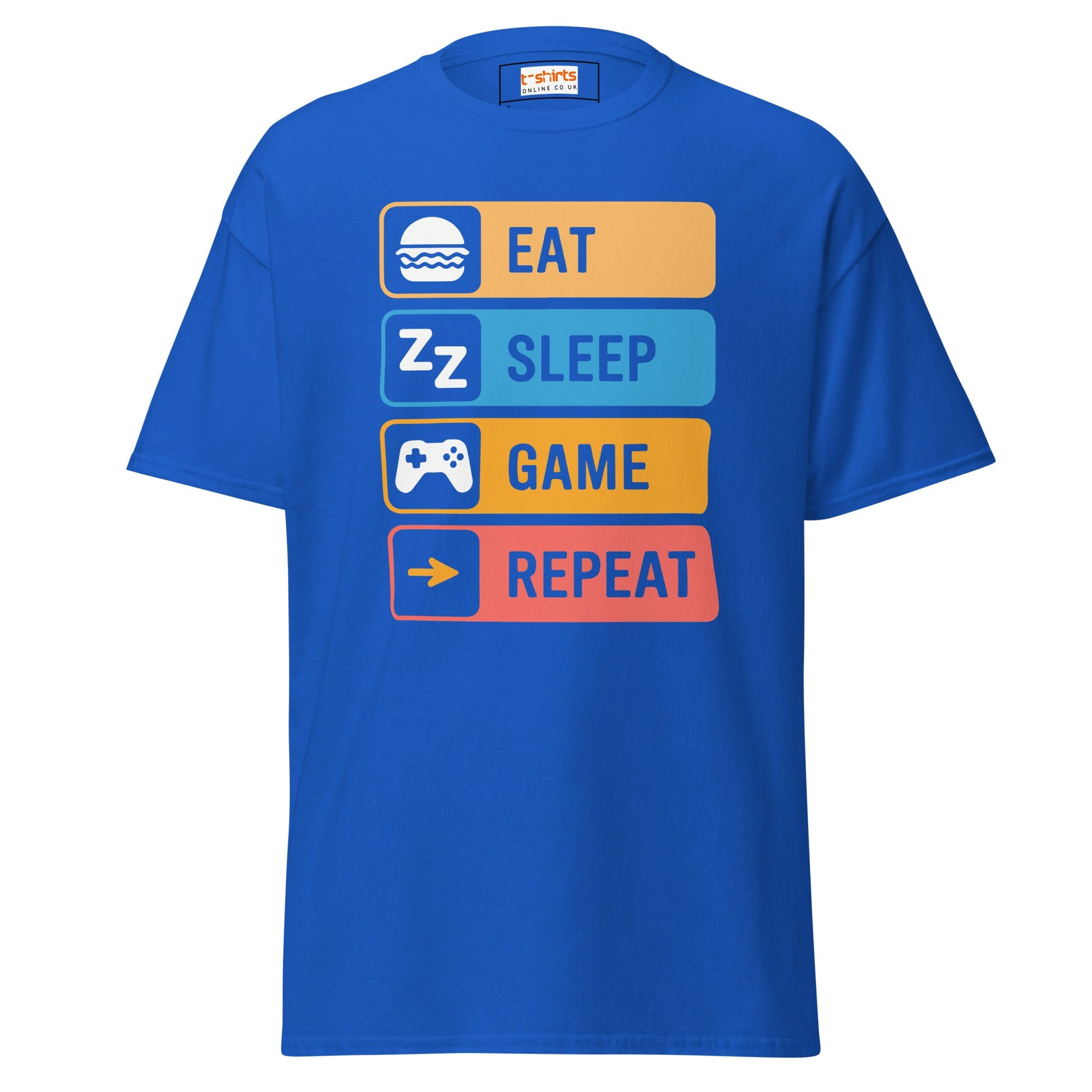 Eat Sleep Game | Gaming T-Shirt - Royal - T-Shirts Online