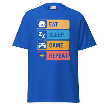 Eat Sleep Game | Gaming T-Shirt - Royal - T-Shirts Online